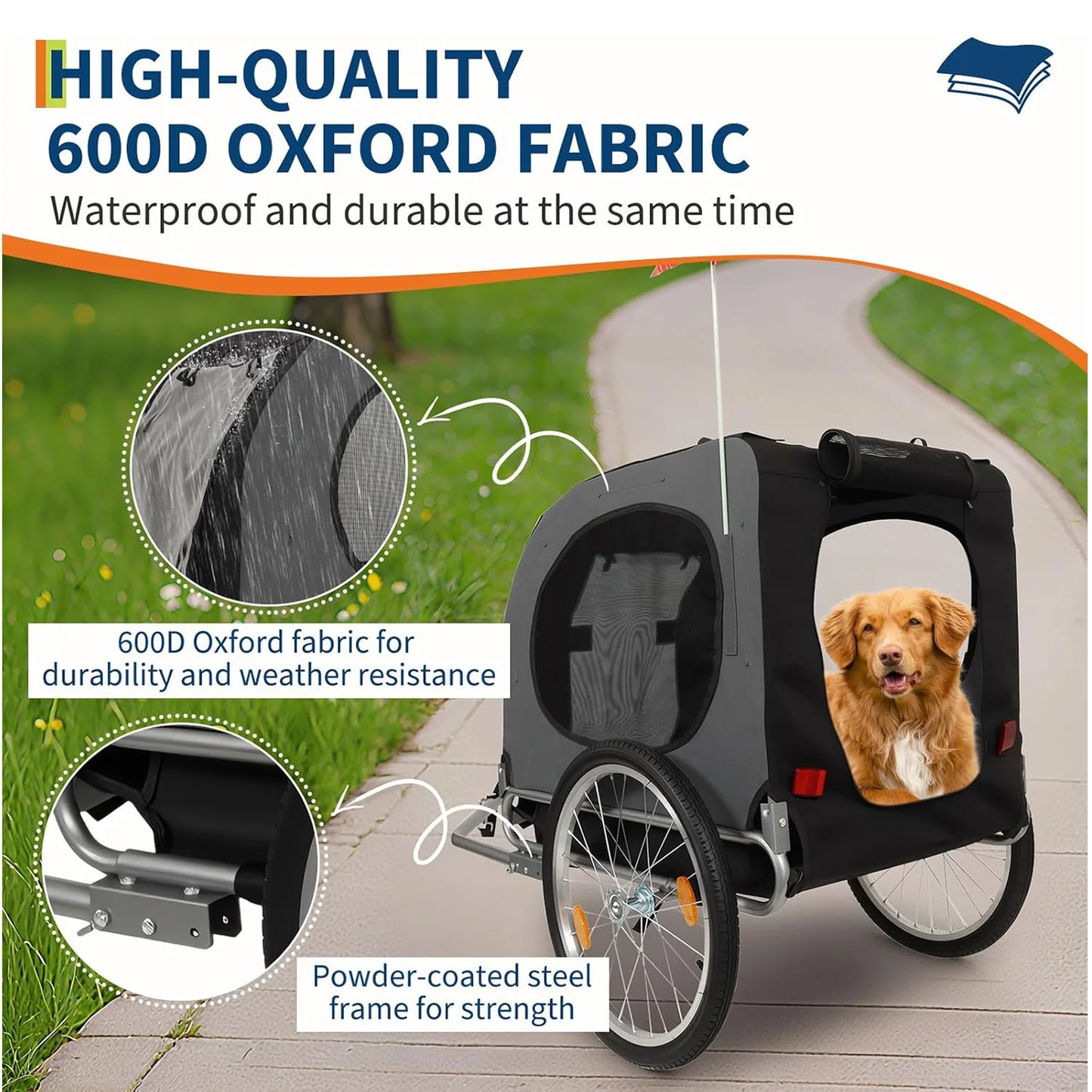 HiMISS Dog Bike Trailer Universal Carrier With Folding Cart