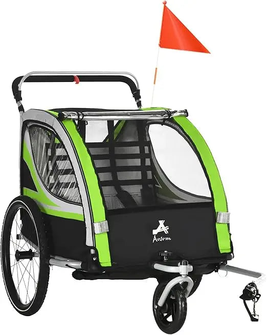 2in1 Walk Ride Child Baby Bike Trailer for Kids 2 Seater