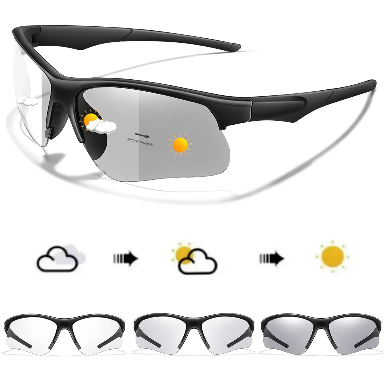 Style Photochromic Sunglasses Men Women Outdoor Mtb Bicycle Cycling Runnging Eyewear Sports Bike Windproof Goggles