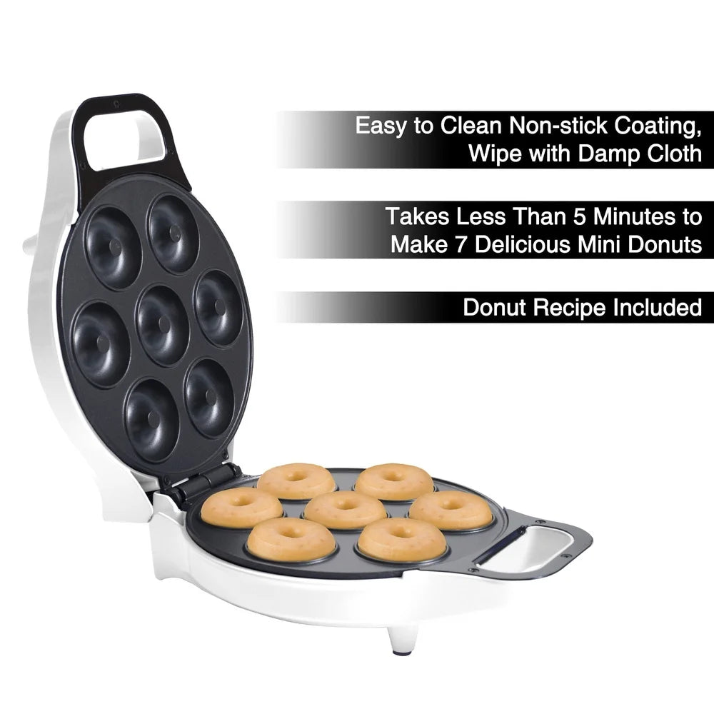 Nonstick Mini Donut Maker Machine Home Baking Healthy Treats Easy Clean Fun Activity with Kids Up to 7 Donuts at Once