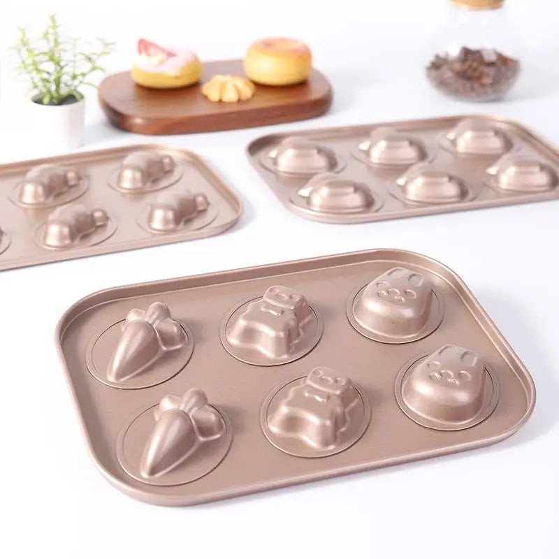 Others Cartoon Nonstick 6 Cavities Baking Mold for Oven Use