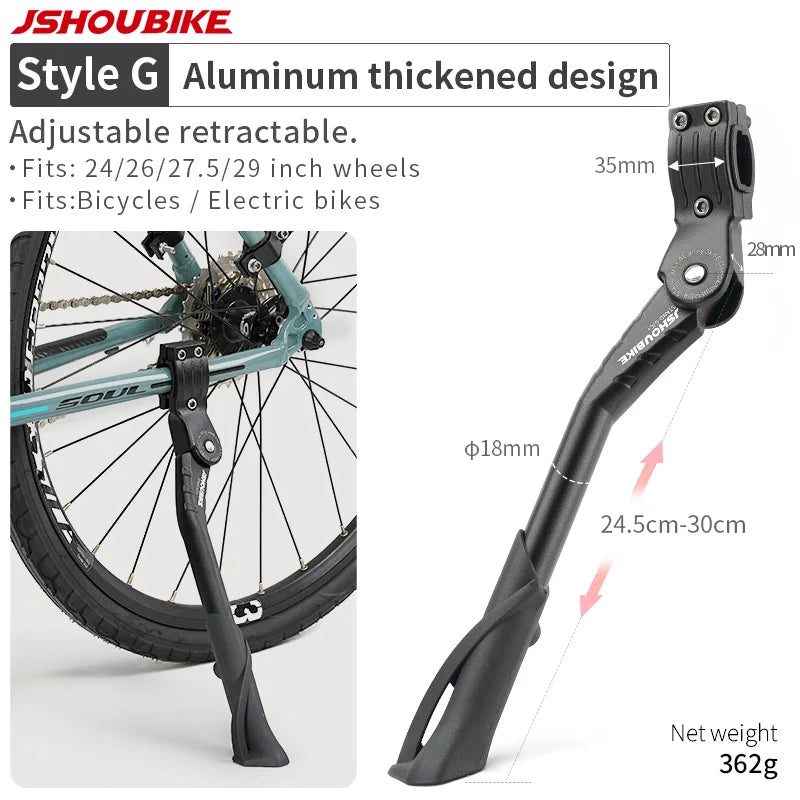 JSHOU Bike Adjustable Bicycle Kickstand Aluminium Alloy MTB