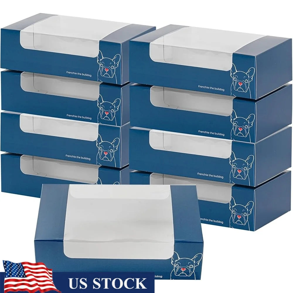 100 Disposable Pastry Boxes with Clear Window Easy Assembly Frenchie Paper Cookie Boxes Baked Goods Bakery Packaging
