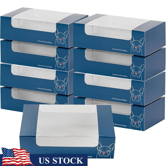 100 Disposable Pastry Boxes with Clear Window Easy Assembly Frenchie Paper Cookie Boxes Baked Goods Bakery Packaging