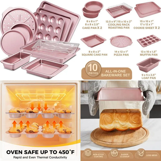 10 Piece Nonstick Bakeware Set With Enhanced Grips And Pans