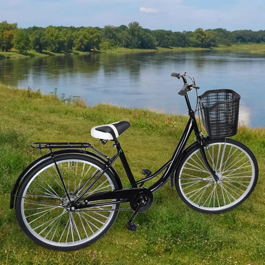 Fork Urban Cruiser Bicycle With Basket And Steel Frame