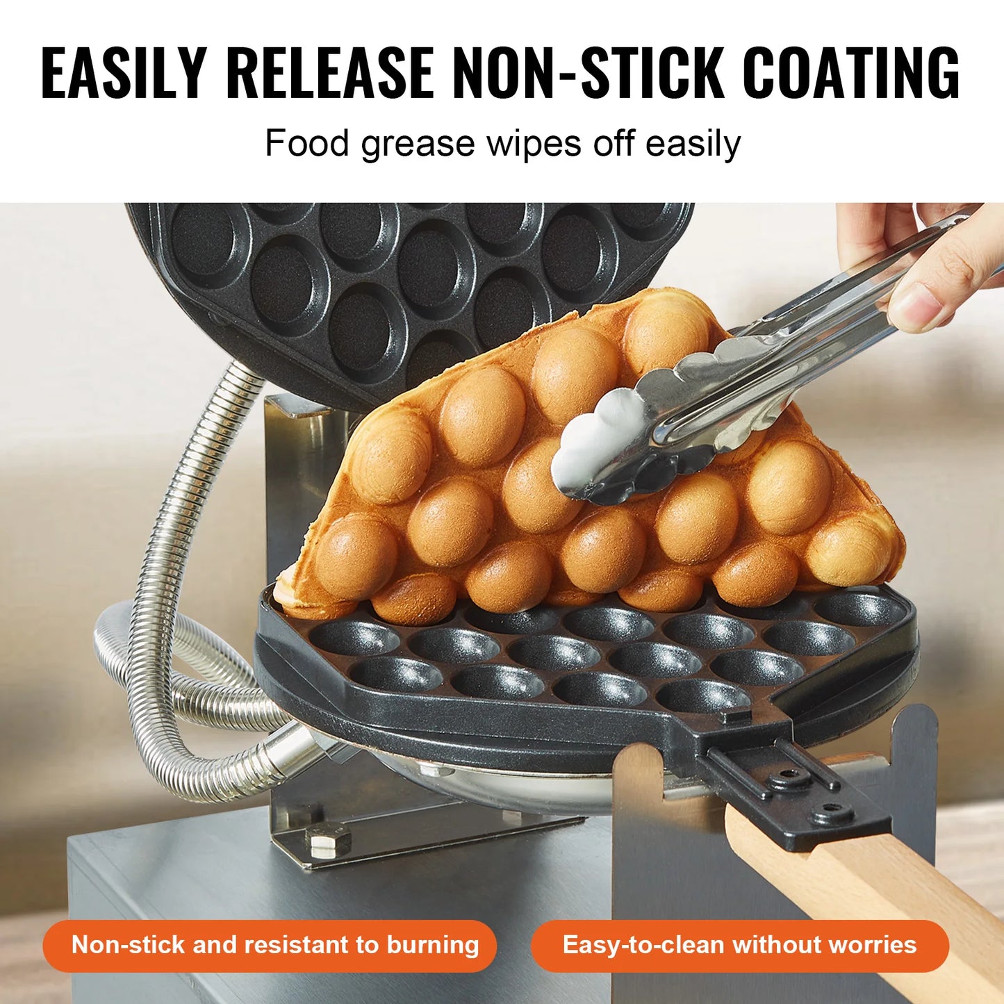 VEVOR Egg Bubble Waffle Maker 180 Rotatable Two Pans