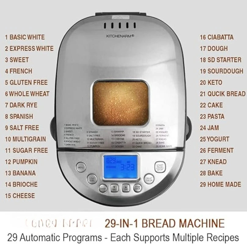 Hign-Concerned 29 In 1 Smart Bread Machine Gluten Free