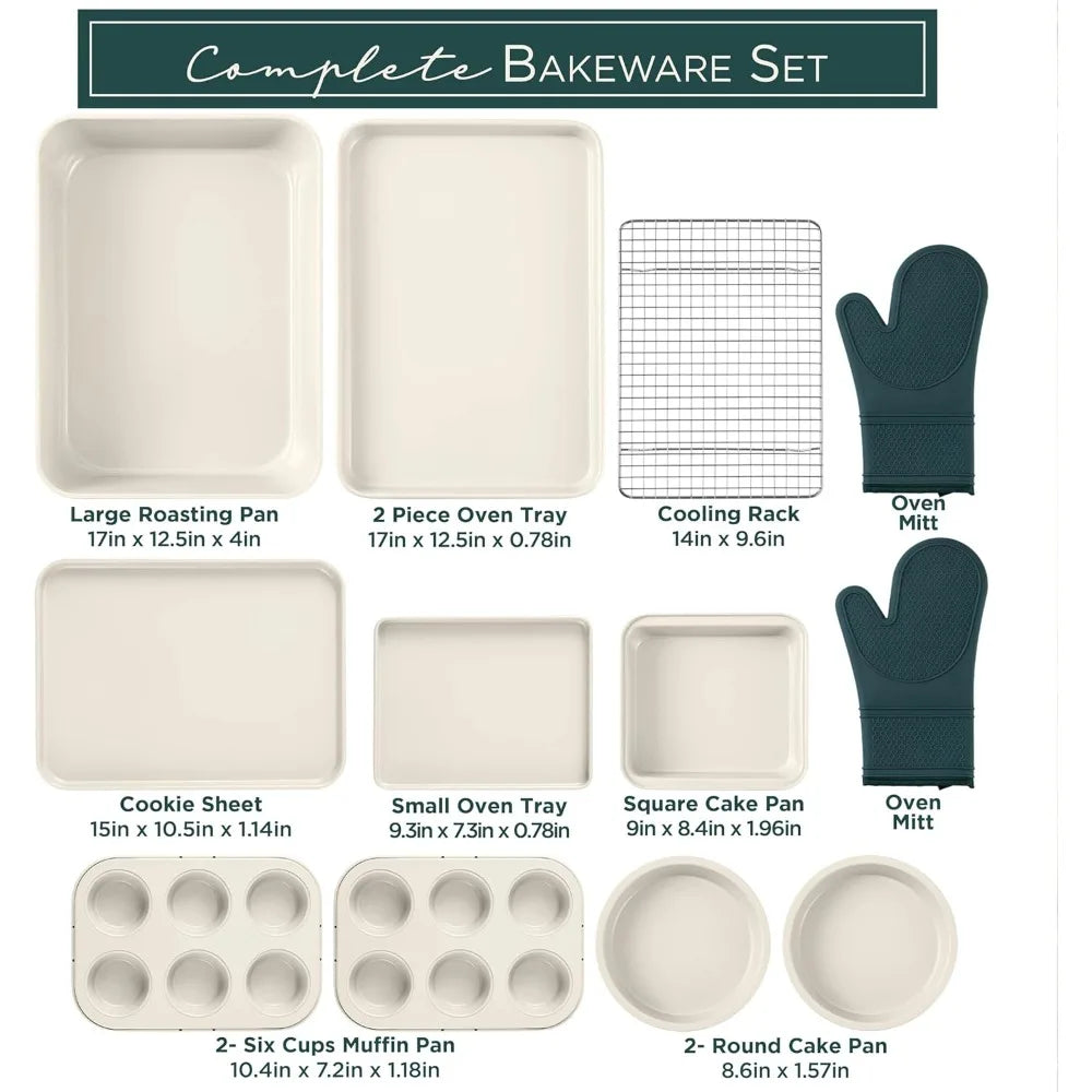 Sage 13 Piece Nonstick Stackable Bakeware Set With Release