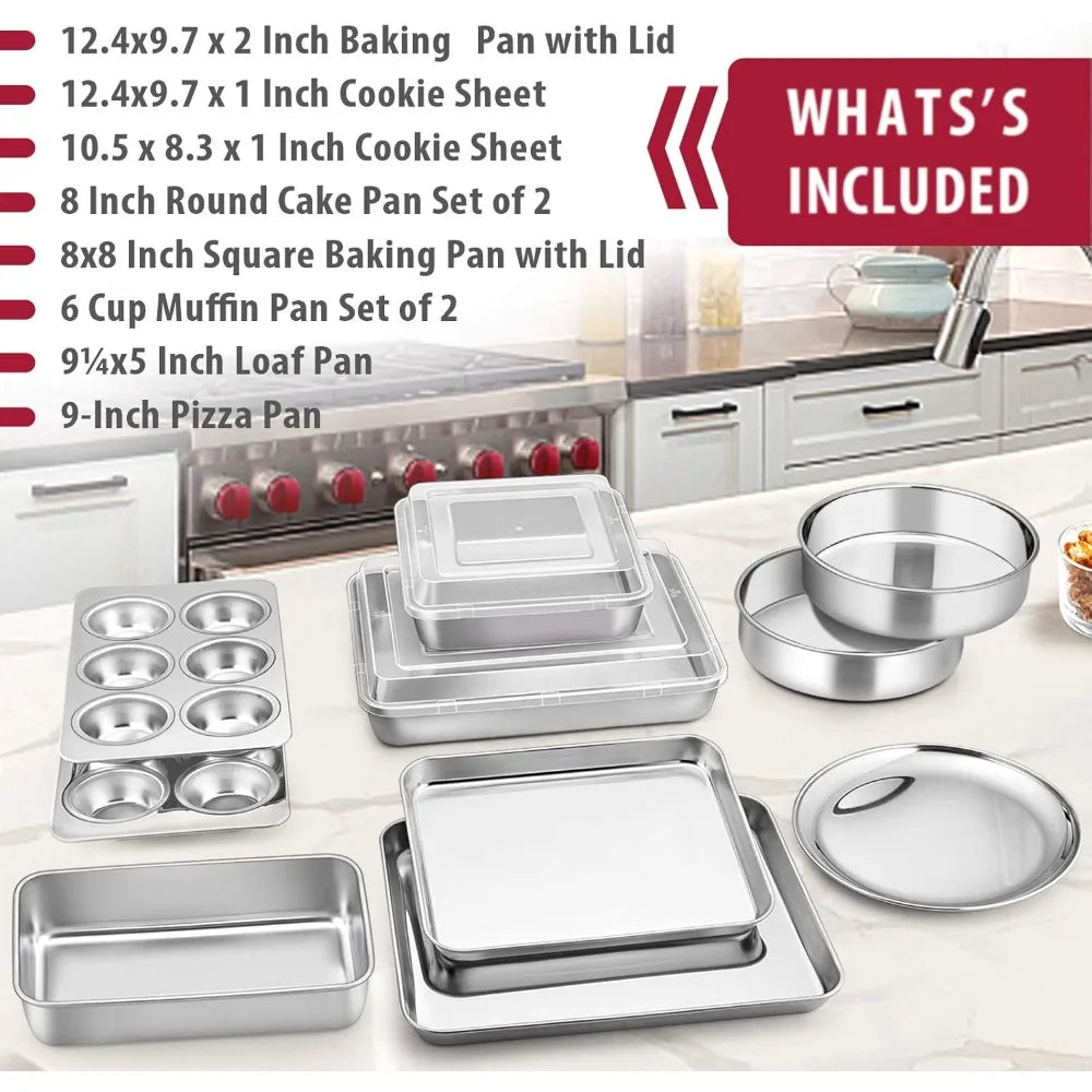 E-Far Stainless Steel Bakeware Set With Cake Pans Everyday