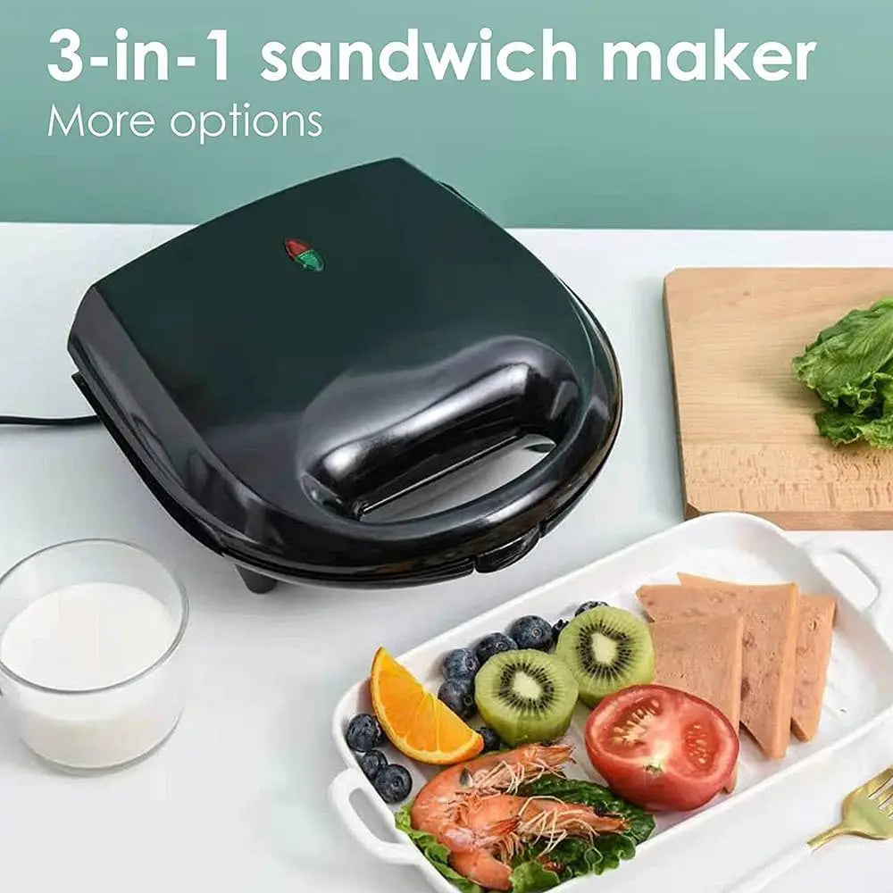 Iosn 3 In 1 Sandwich And Waffle Maker With Removable Trays