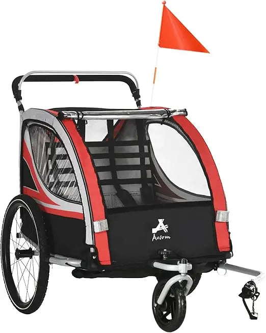 2in1 Walk Ride Child Baby Bike Trailer for Kids 2 Seater