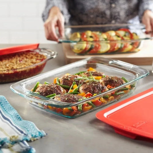 Hign-concerned 4 Piece Rectangular Glass Baking Dish Set