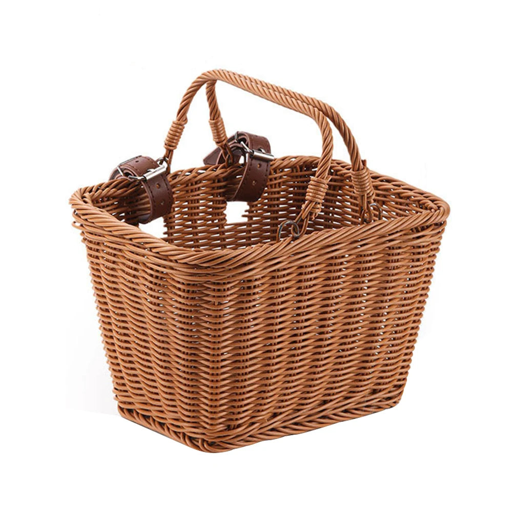 MOJOYCE Cute Square Bicycle Basket With Leather Straps