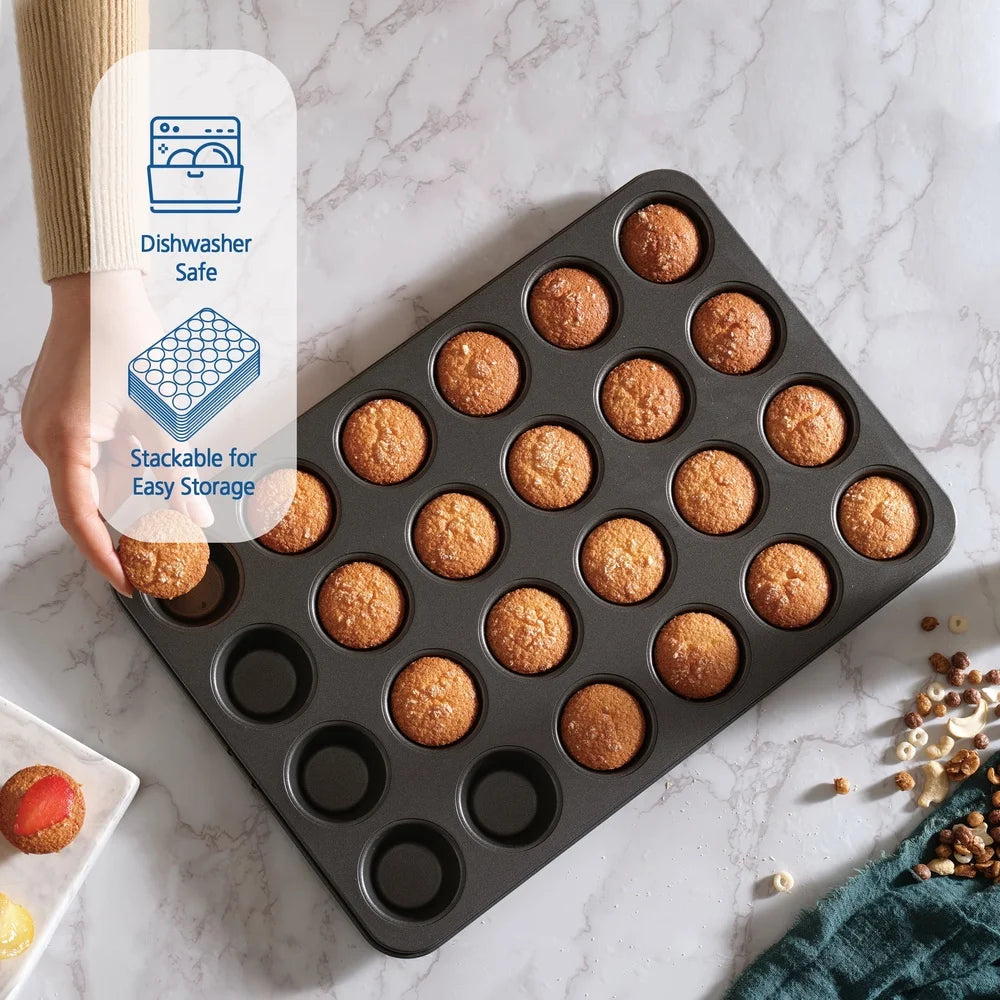 Feature 24 Cavity Nonstick Mini Muffin Pan Carbon Steel