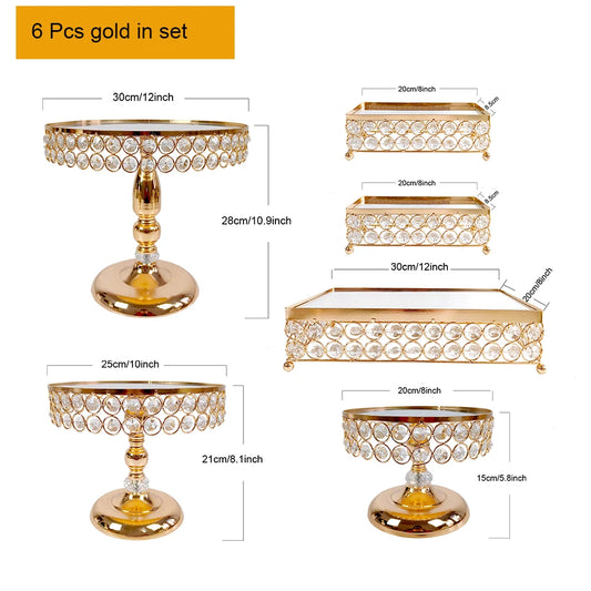 MYPOAYHODO Cake Stand Set Crystal Beaded Metal Displays