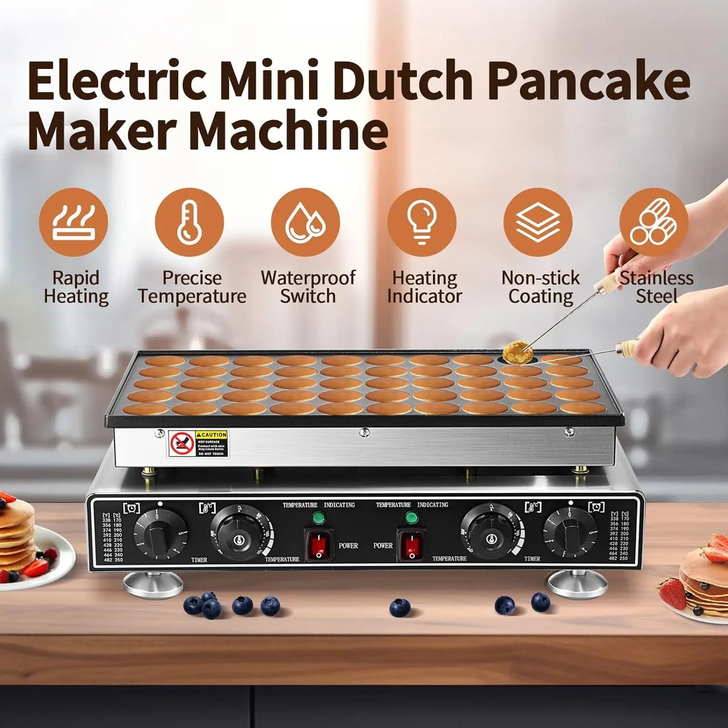 Iosn 110V Mini Pancake Baker 1800W 50 PCS Pancake Maker