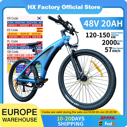HX Q5 2000W Electric Mountain Bike 48V 20Ah Off Road