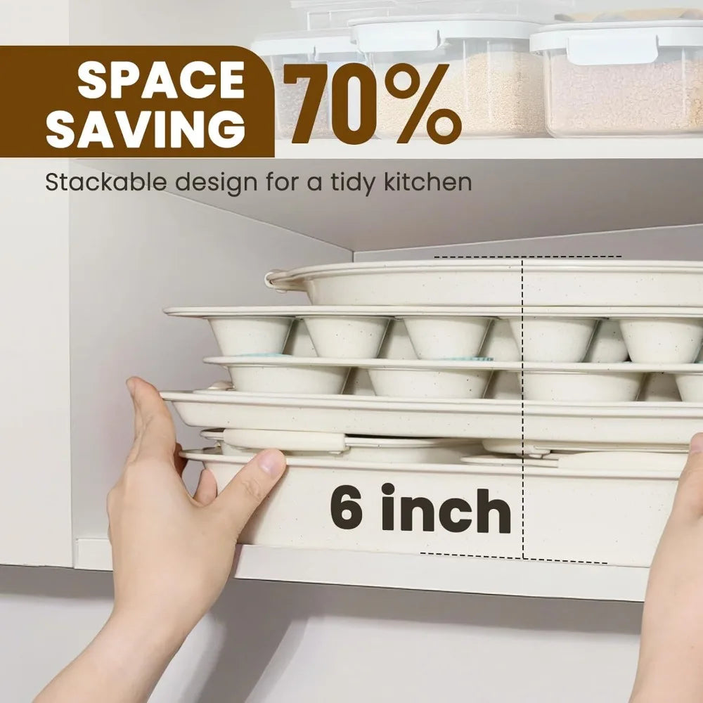 Color 22 Nonstick Baking Pan Set With Silicone Handles