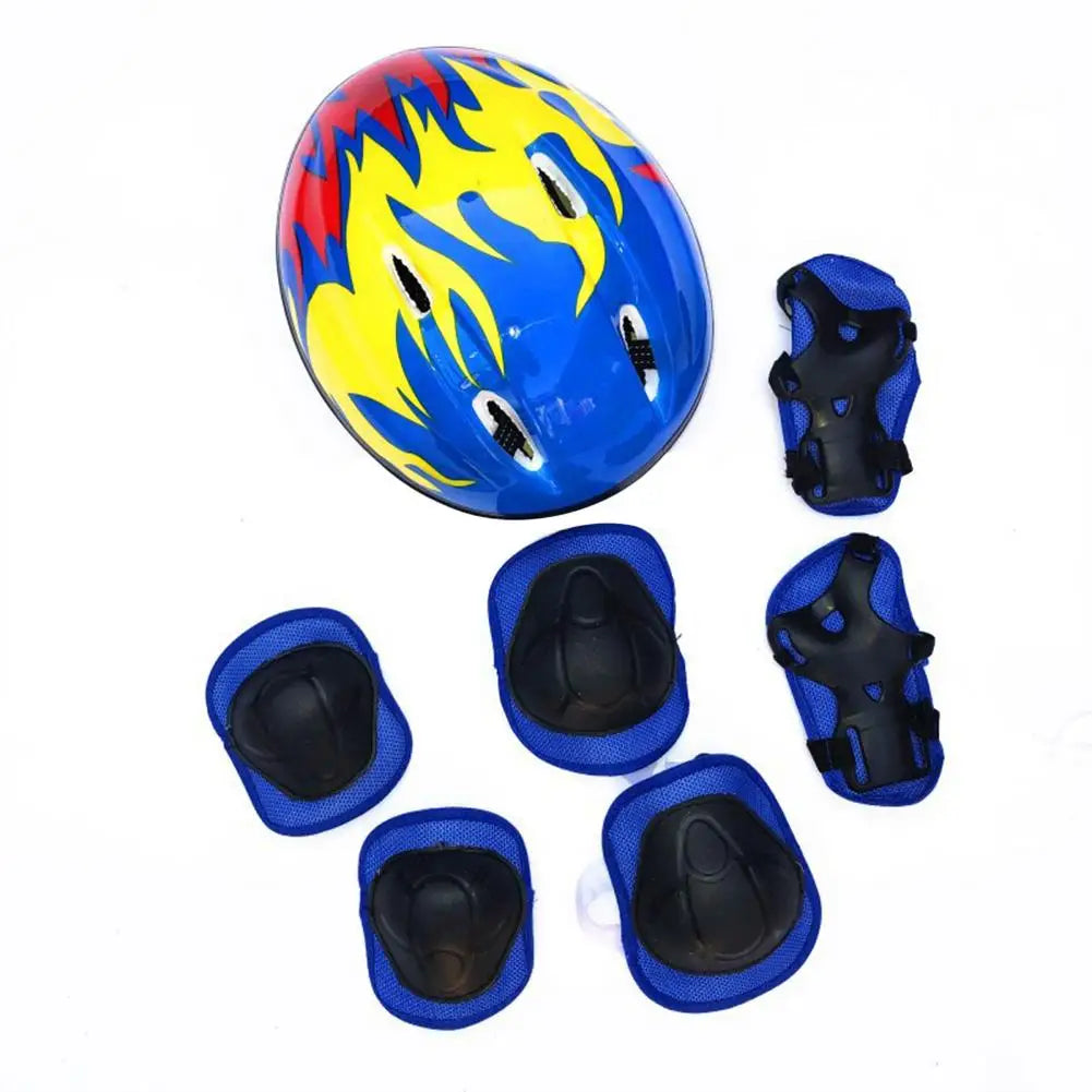 Kids Protective Gear Set Helmet Knee Elbow Wrist Pads