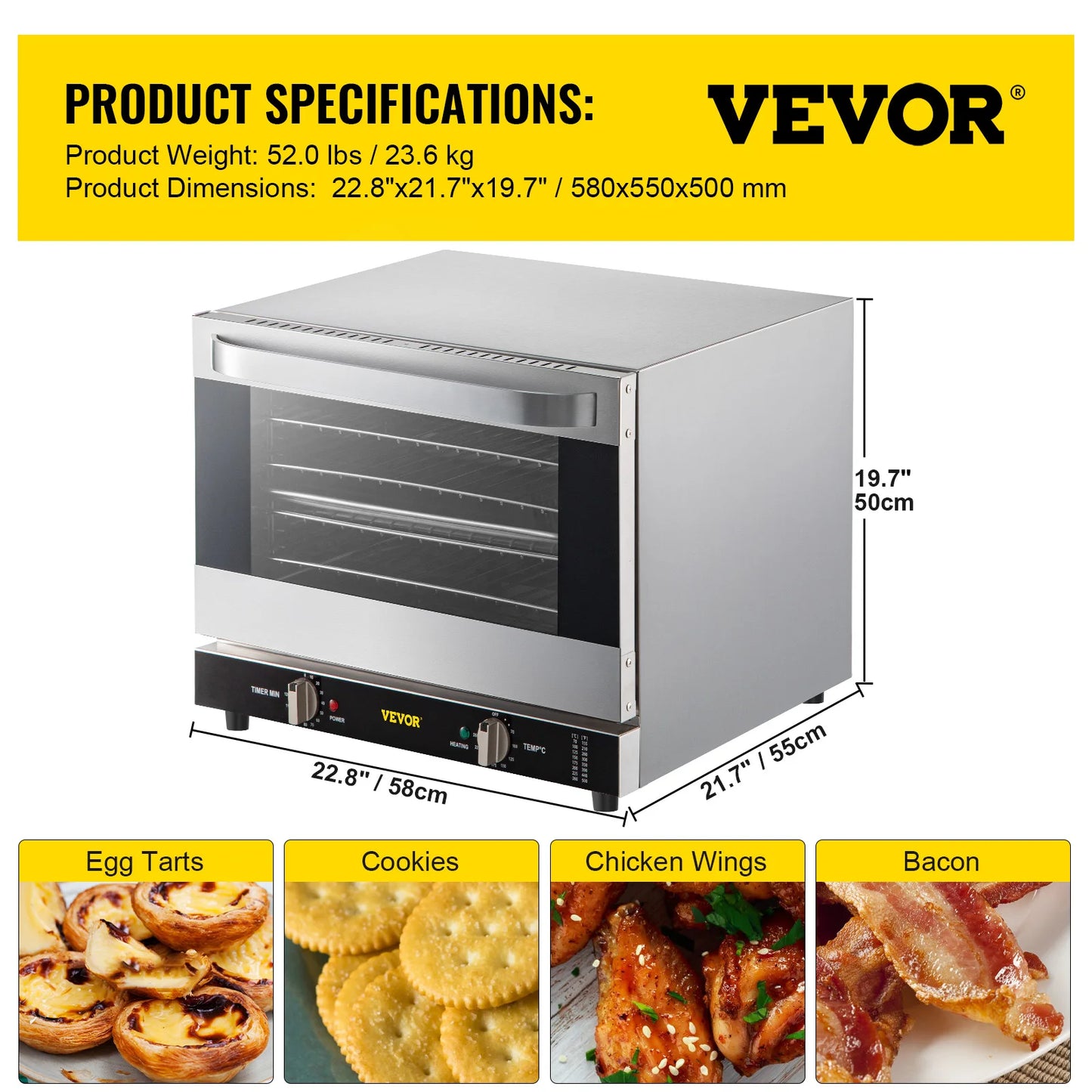 SucceBuy 21L47L66L Electric Oven Commercial Multifunction Countertop 3/4-Layer Baking Machine Home Toaster Pizza Convection Oven