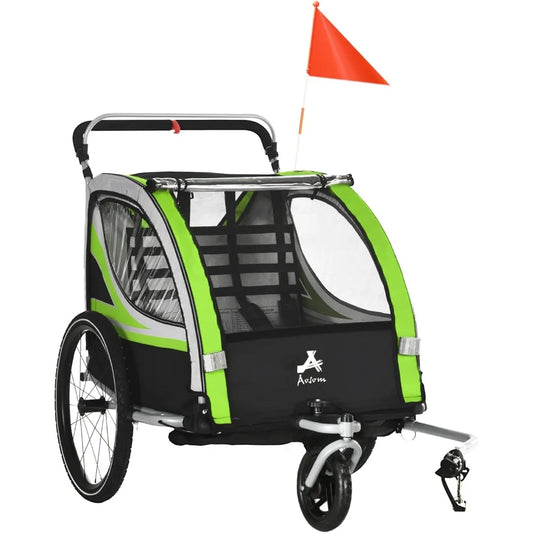 2in1 Walk Ride Child Baby Bike Trailer for Kids 2 Seater