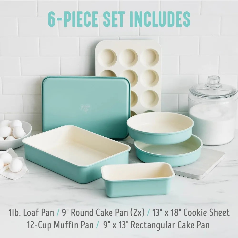 Ceramic Nonstick Bakeware Set PFAS Free Dishwasher Safe