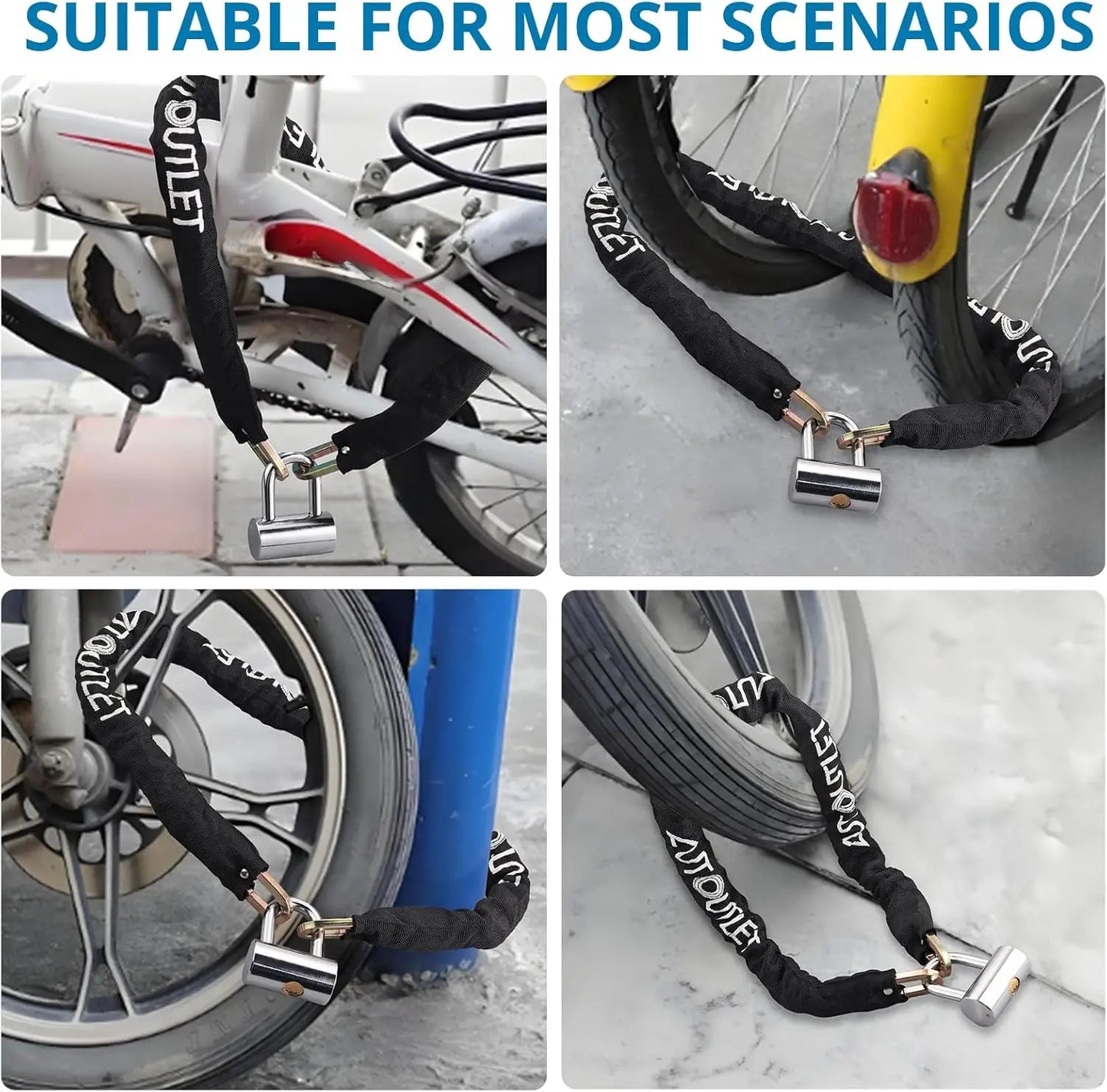 Autoutlet U Lock Chain For Motorcycle And Bicycle Security