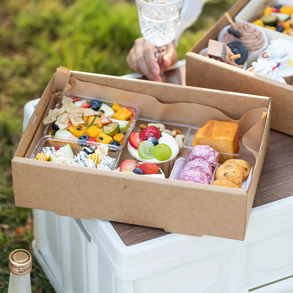 2Pcs Picnic Bakery Boxes Disposable Fried Chicken Paper Box Picnic Food Container Birthday Party Supplies