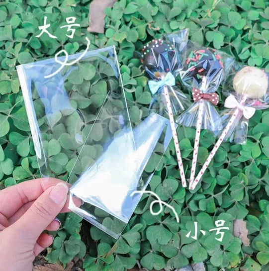 100pcs/pack Cake Pop Lollipop OPP Packing Bags Baking Chocolate Pop Pack Bags Sets Plastic Clear Cake Tools