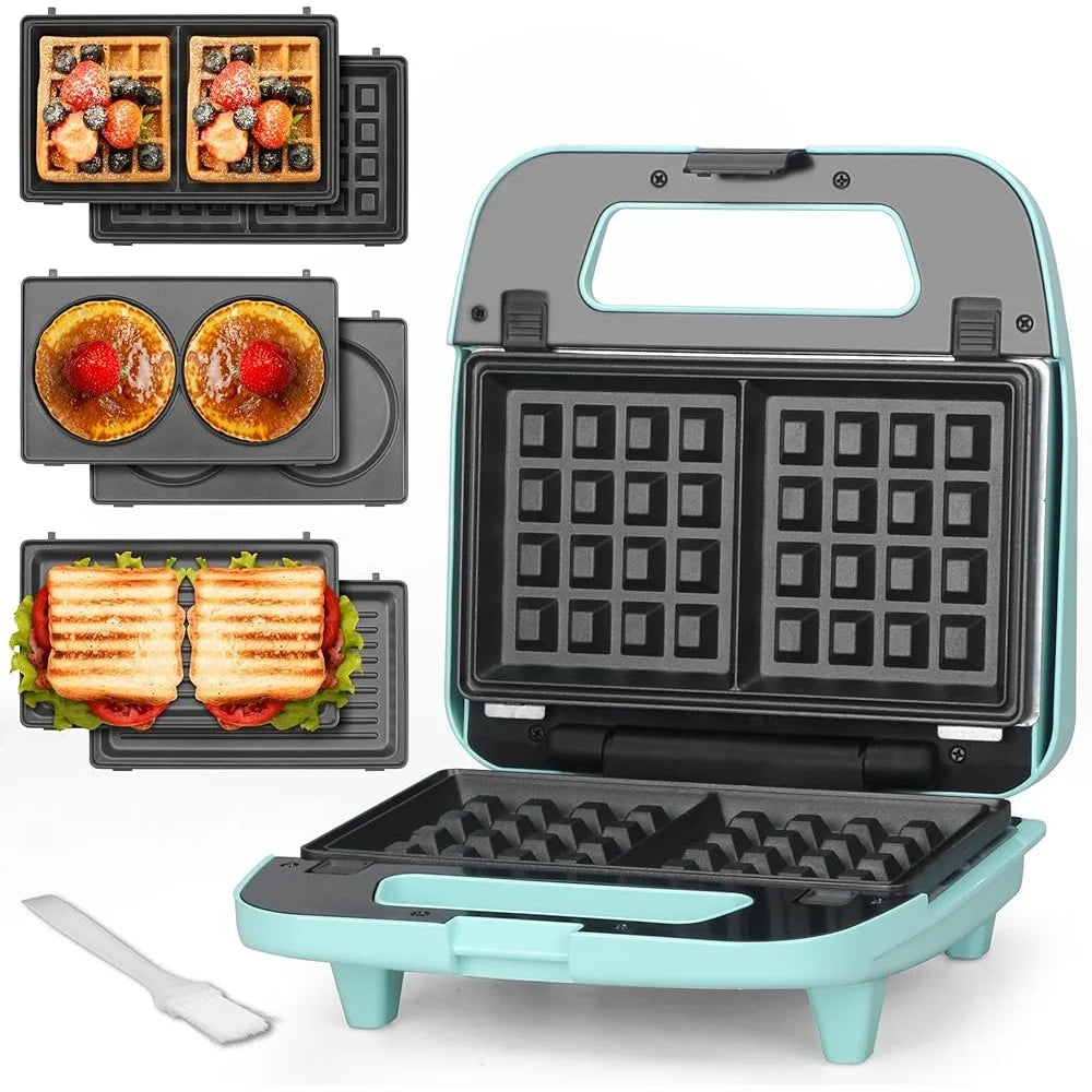 XMSJ 3 In 1 Mini Waffle Maker With Removable Plates