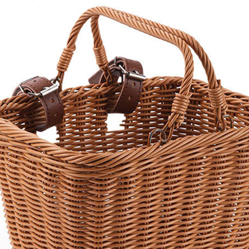 MOJOYCE Cute Square Bicycle Basket With Leather Straps