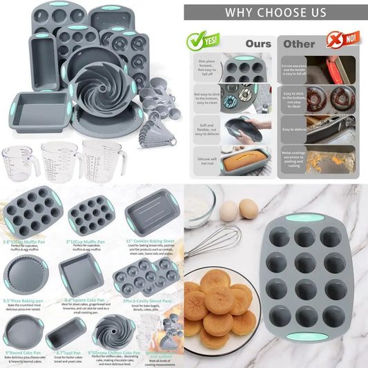Thirty In One Silicone Baking Set Pans Molds And Cups