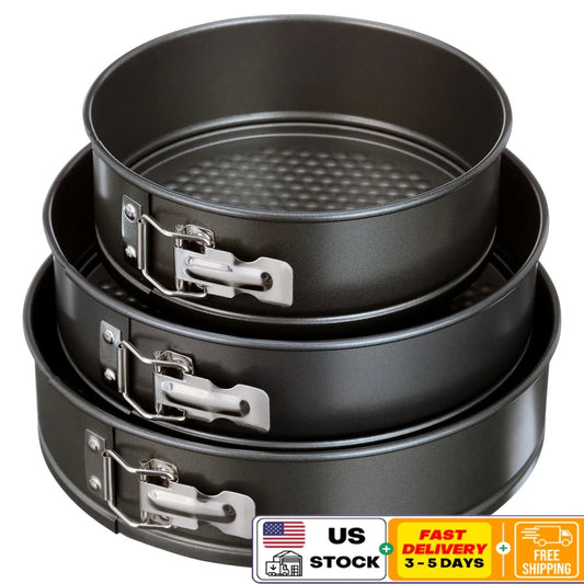 3 Piece Nonstick Carbon Steel Springform Cake Pan Set OvenSafe