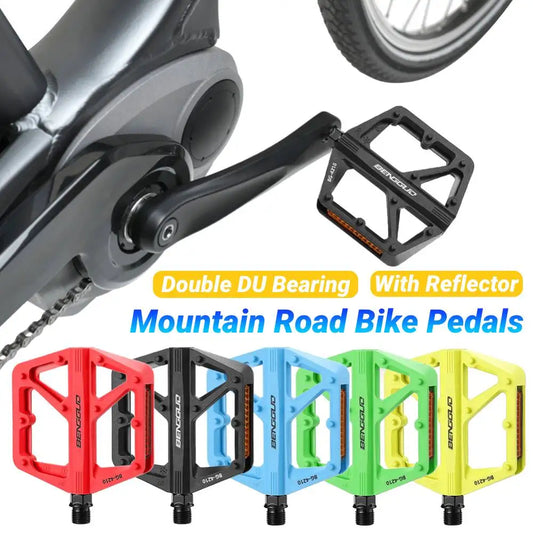 Nylon Bicycle Pedals With Reflector Dual DU Bearing