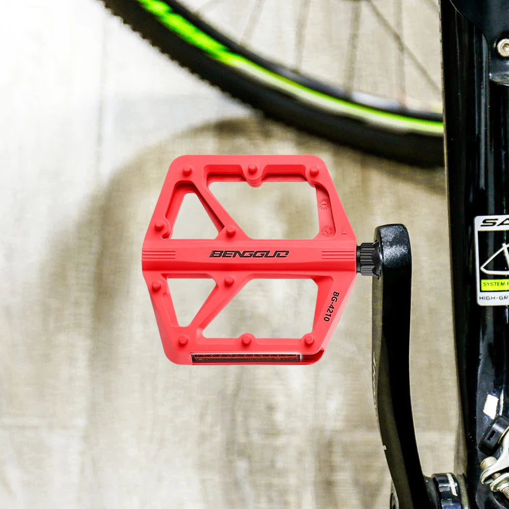 Nylon Bicycle Pedals With Reflector Dual DU Bearing