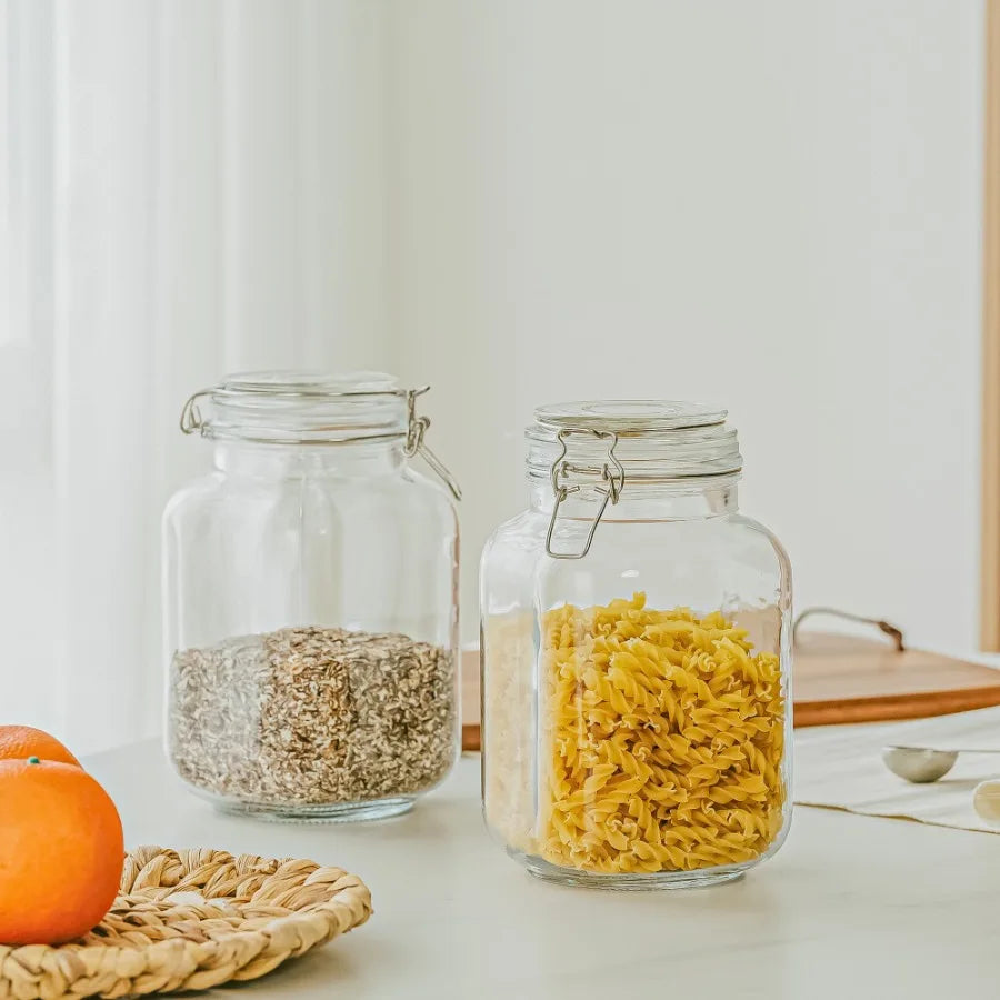 67 oz Airtight Glass Canister with Secure Lock Lid for Kitchen Food Storage Ideal for Dry Goods Grains Coffee and Baking Suppli
