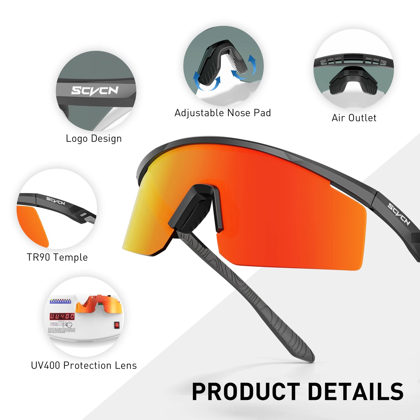 SCVCN New Outdoor Road Bike Driving Cycling Riding Sunglasses Men Women Sports Running Glasses UV400 Cycling Hiking Goggles