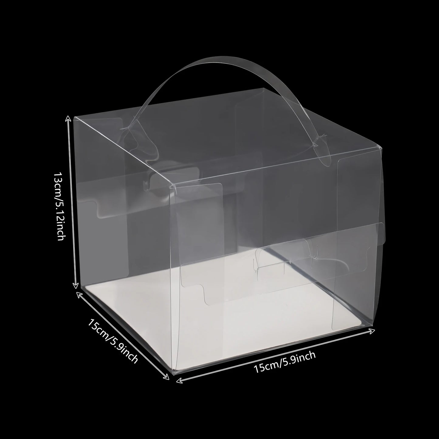 50PCS Cake Bread Packing Boxes Clear Cake Boxes with Handle for Gift