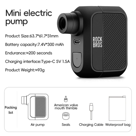 RockBros Mini Bike Pump 100 PSI Type C Rechargeable