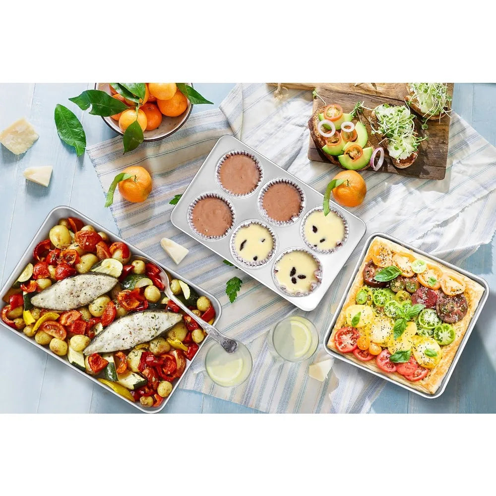 Stainless Steel EightPiece Bakeware Set Oven Pans Non Toxic
