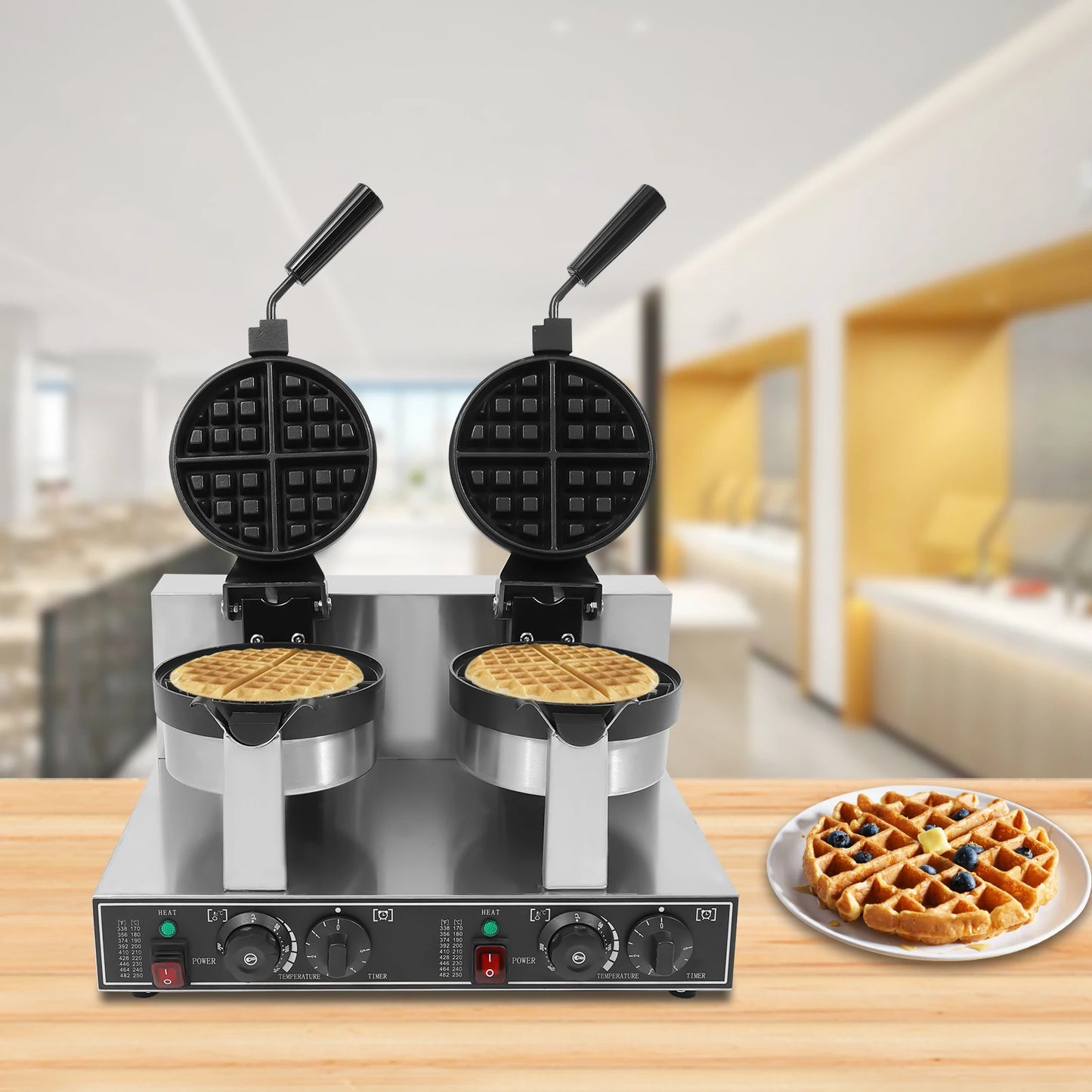 Stainless Steel Waffle Maker Double Head For Home Restaurant