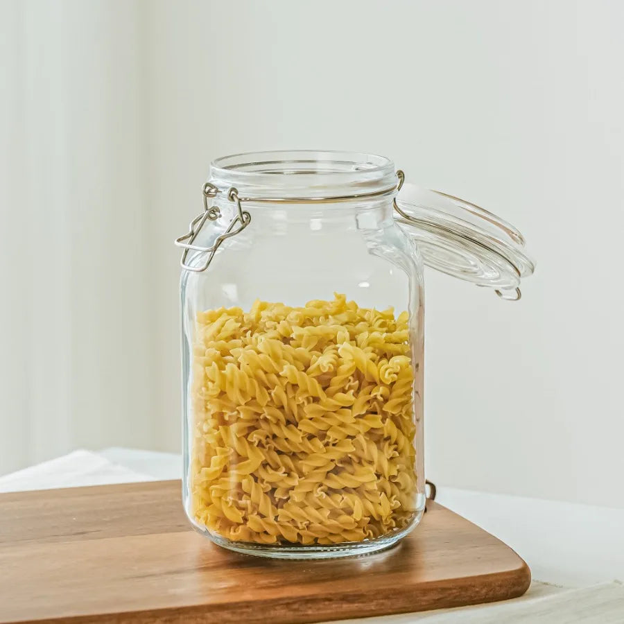 67 oz Airtight Glass Canister with Secure Lock Lid for Kitchen Food Storage Ideal for Dry Goods Grains Coffee and Baking Suppli