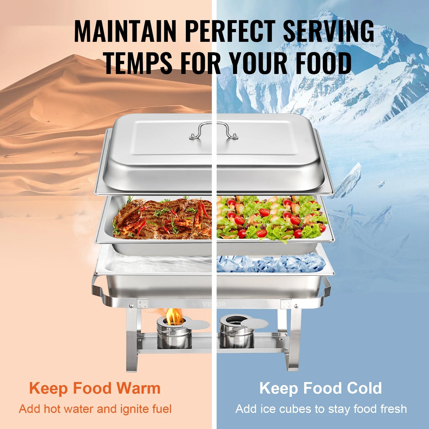 VEVOR Chafing Dish 2 4 6 Pack Rectangular Buffet Warmer