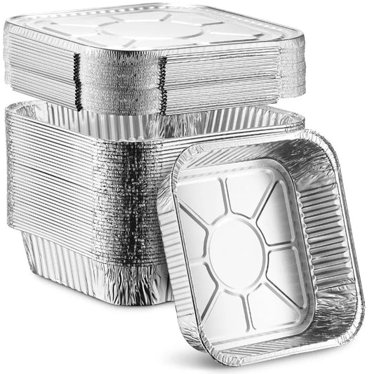 Disposable Aluminum Foil Square Baking Pans | 8 x 8 Cake Pan Tin for Broiling, Toaster Oven, Meal Prep, Roasting, Take Out