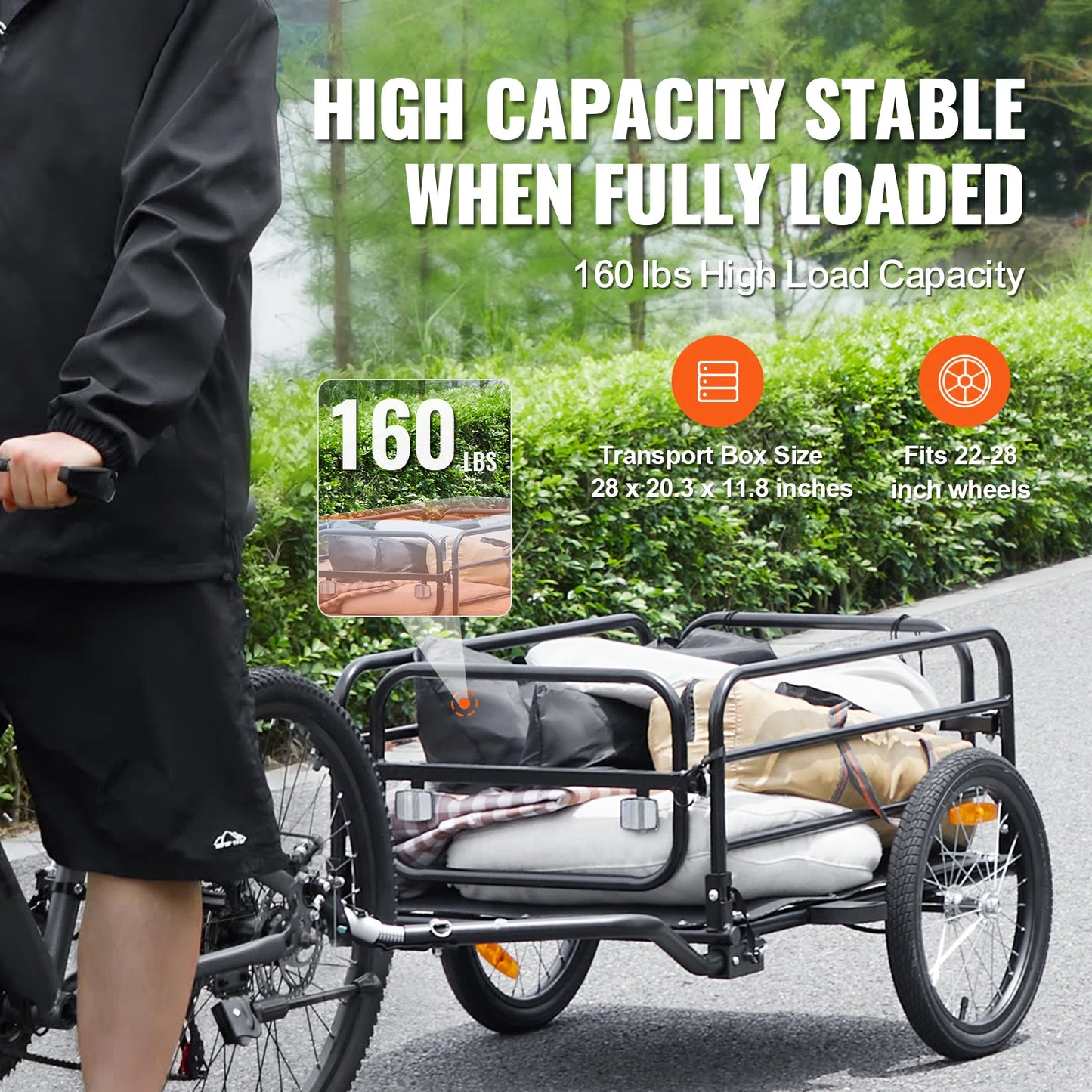 SucceBuy Bike Cargo Trailer Foldable Wagon For Bicycles