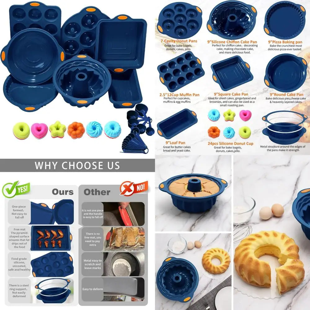 31 Piece Silicone Bakeware Set With Metal Reinforced Frame