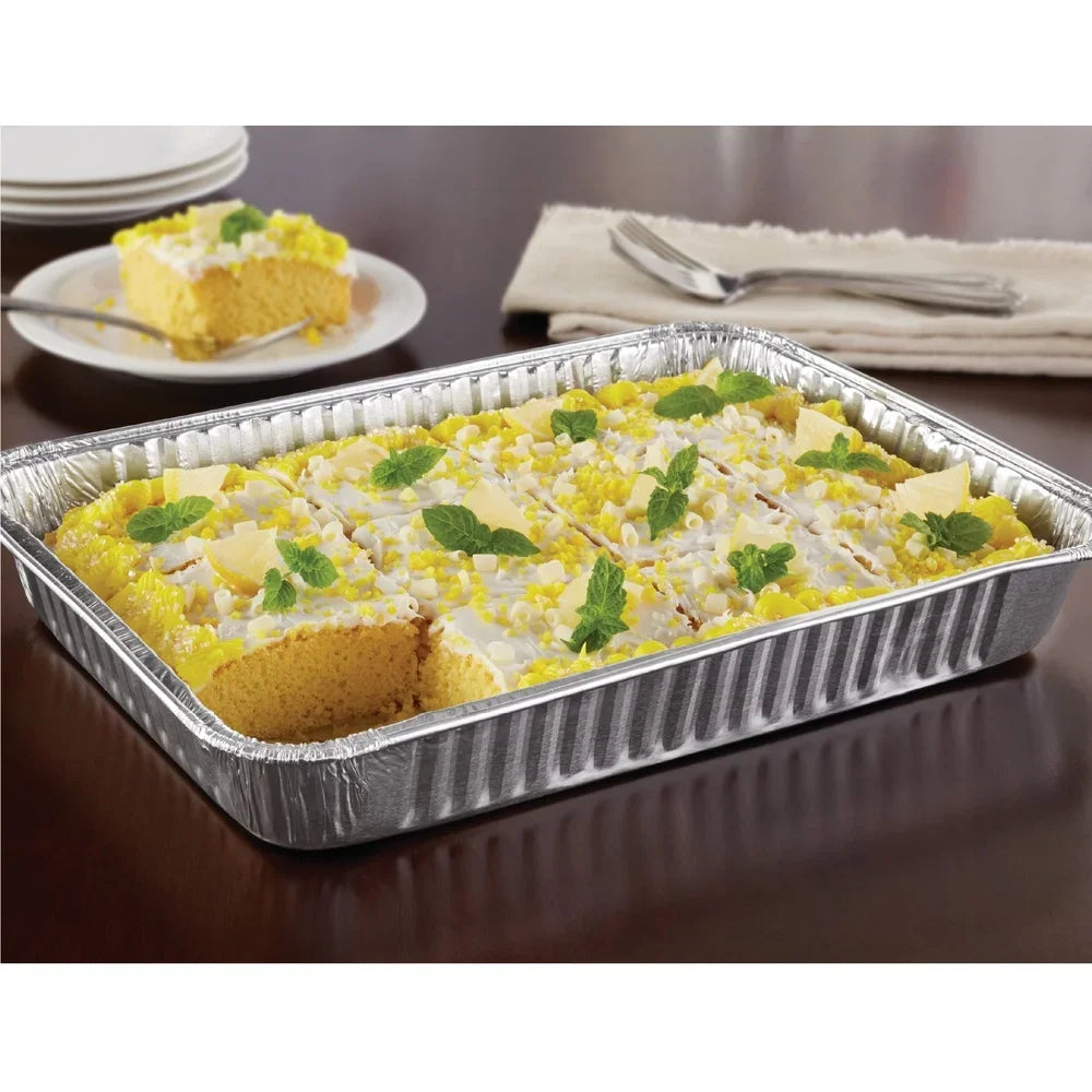 3 Pack Rectangular Aluminum Foil Cake Pans with Lids Disposable Easy Clean Deep Design Baking Casseroles Brownies Transporting