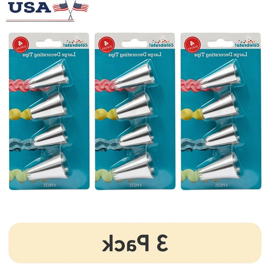 PDQCookie Tools 3 Pack Stainless Steel Decorating Tips Cakes