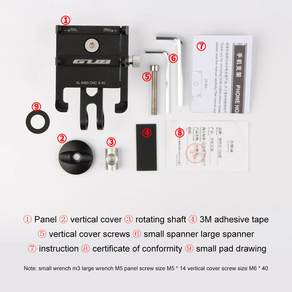 GUB Aluminum Alloy Handlebar Phone Holder Mount for Bikes